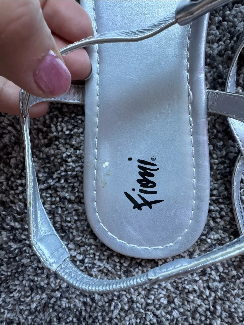 Women's Silver T-Strap Sandals with Gem Accents
